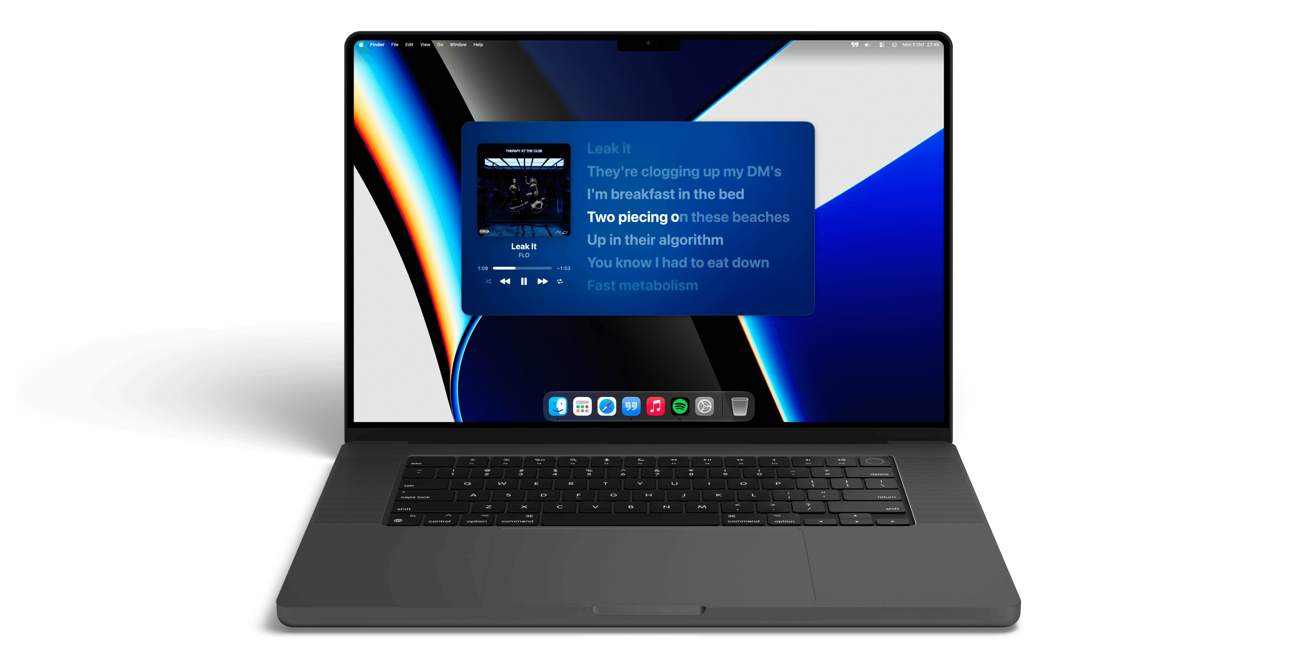 LyricFlow on a MacBook Pro.